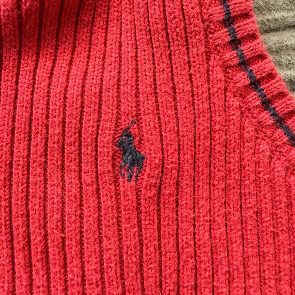 Polo Ralph Lauren Kids Ribbed‎ Knit Vest Size 4 Red V-Neck Pony Logo